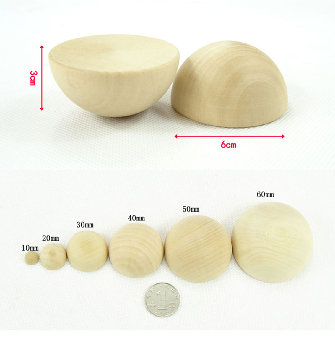 Geteilte Holz kugel Durchmesser 10mm - 90mm Holz Primär farbe halbe Kugel Holz dekoration DIY nach Hause gemalte Halbkugel