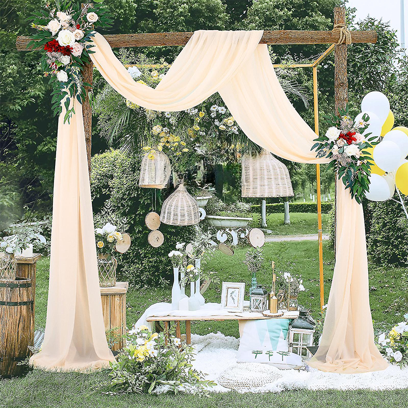 5/10m Wedding Arch Drapes Decorations Sheer Curtains Wedding Backdrop Curtains Tulle Fabric Drapery For Party Ceremony Reception