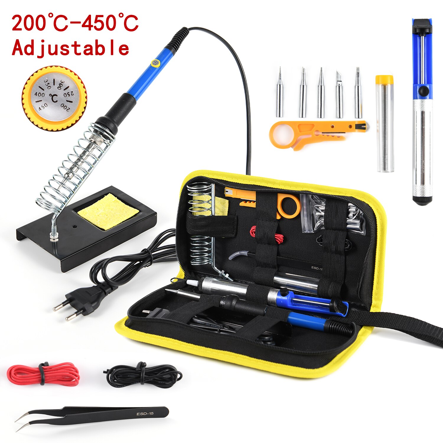 Letme Soldering iron with Digital multimeter kit Adjustable Temperature Auto Ranging AC/DC tester multimetro Welding Tool Kits: Silver / US