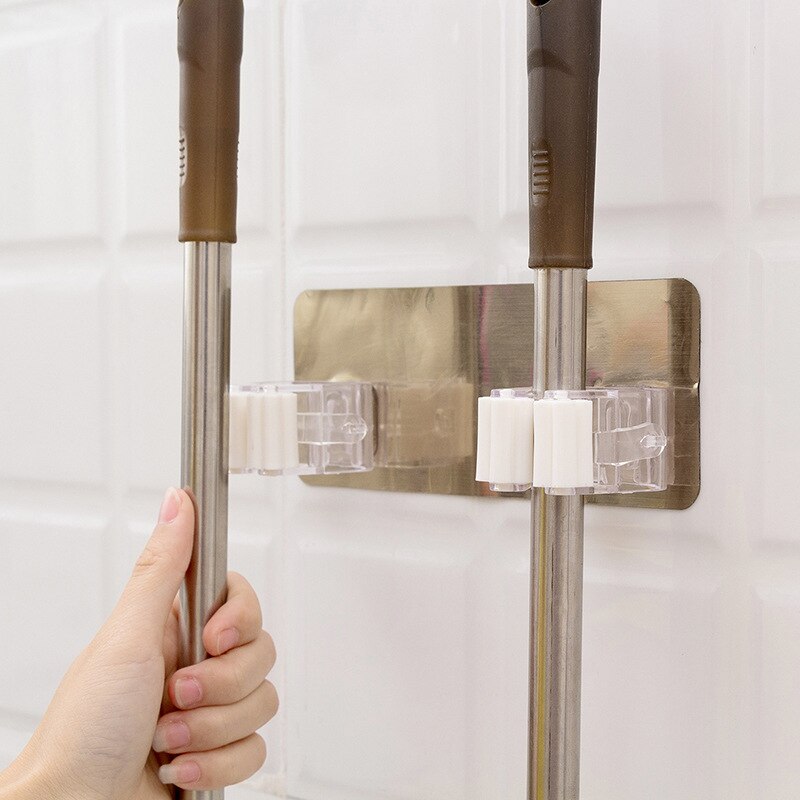 Adhesive Multi-Purpose Hooks Wall Mounted Mop Organizer Holder RackBrush Broom Hanger Hook Kitchen bathroom Strong Hooks