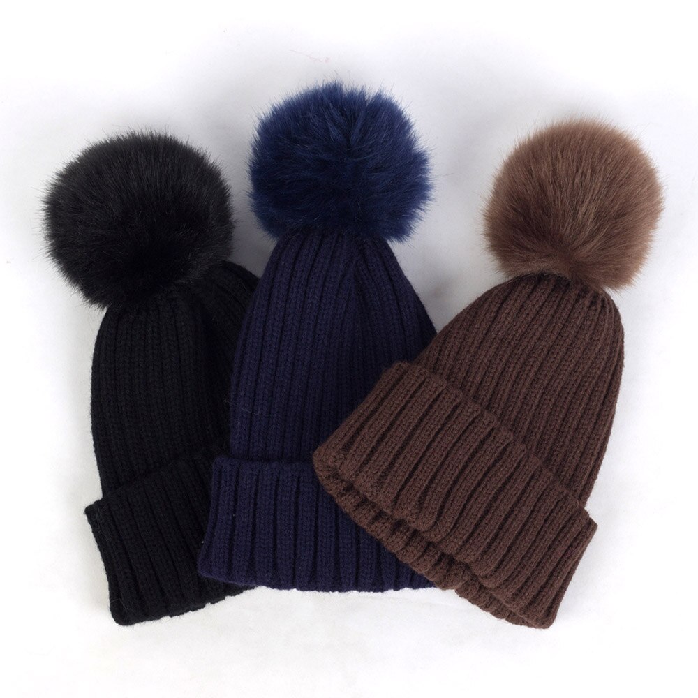 Geebro Lue for Barn - Koselig Strikket Lue med Pompon - Vinter Høst - Unisex