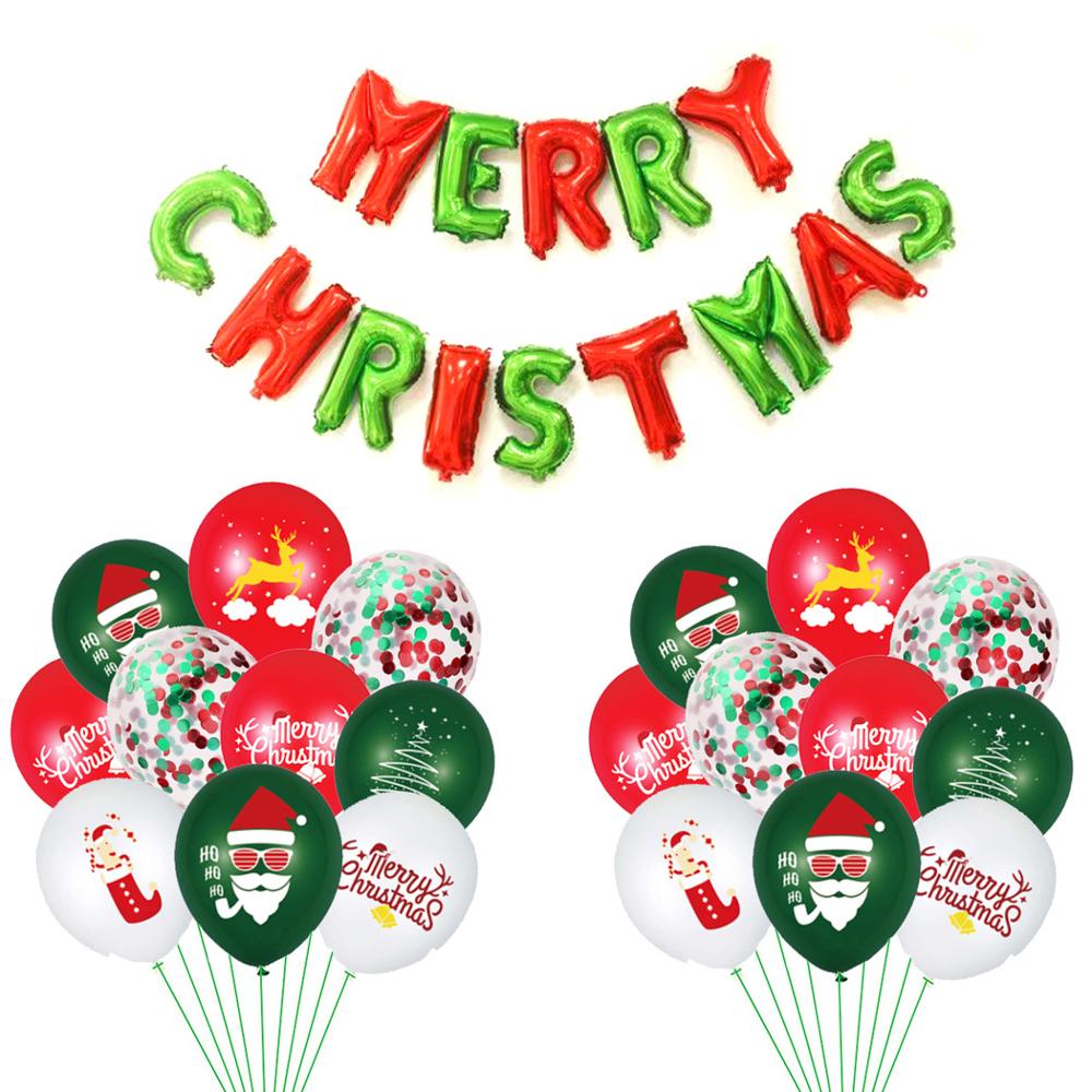 God jul brevsett julenissen print latex rød og grønn konfetti ballong pull flagg navidad hовый rод: 4