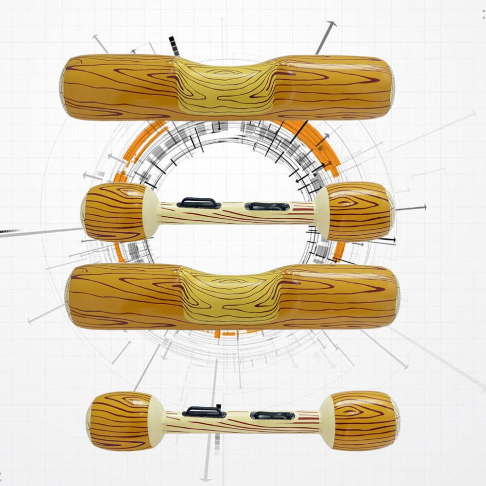 1 Set of 4Pcs Inflatable Swimming Pool Floating Toys Wood Grain Row Seat Party Water Log Rafts to Float Toys Wood Grain Color (2