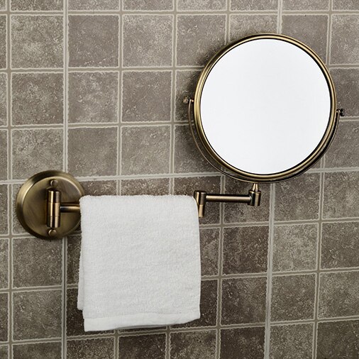 Espejos de baño de 8 pulgadas, espejo redondo de 2 caras con aumento de 3 aumentos, espejo de maquillaje plegable de latón y bronce para pared, 6 colores
