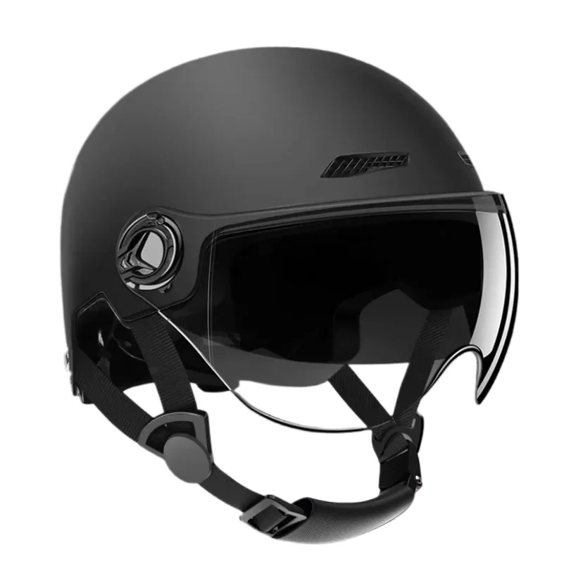 Riding Safety Helmets Lightweight Half Helmets with Goggles Reflective Stickers Sun Protection Adjustable in All Seasons: black