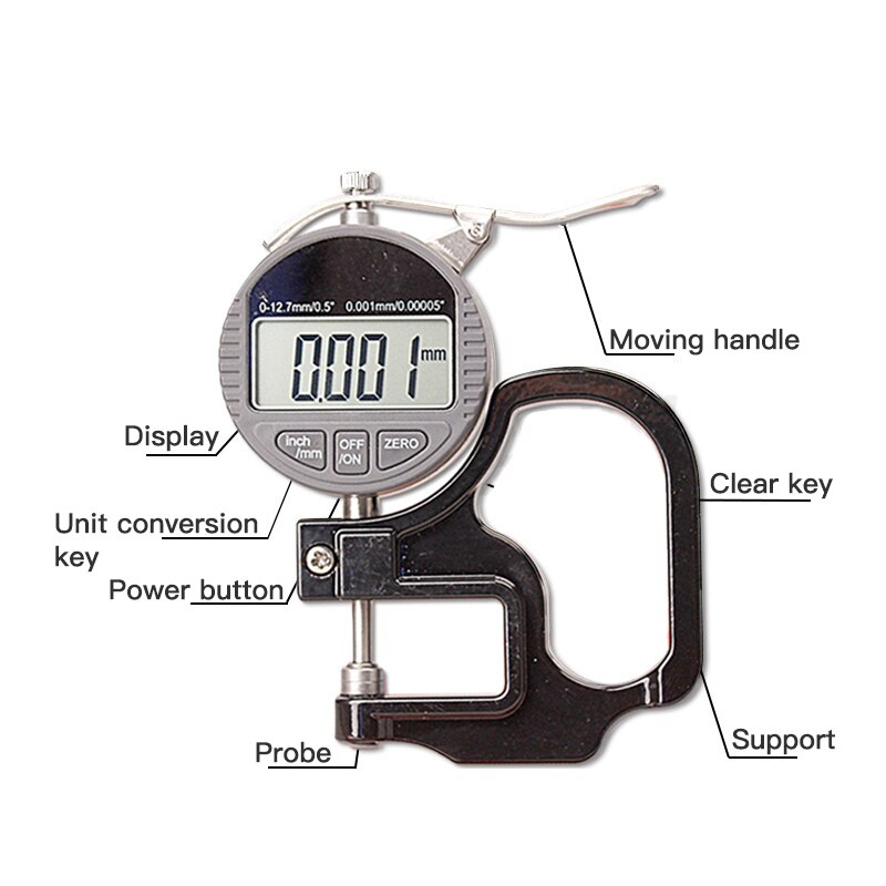 Digital display thickness gauge 0-12.7mm 0.001mm Thickness Gauge thickness meter paper film thickness tester