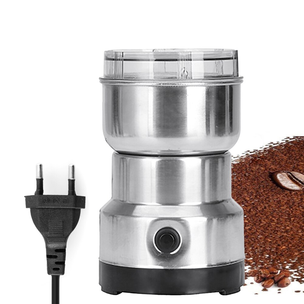 Multifunction Smash Machine Electric Mill Spice Pulverizer Grinding Machine Tool Stainless Steel Electric Coffee Bean Grinder: Silve