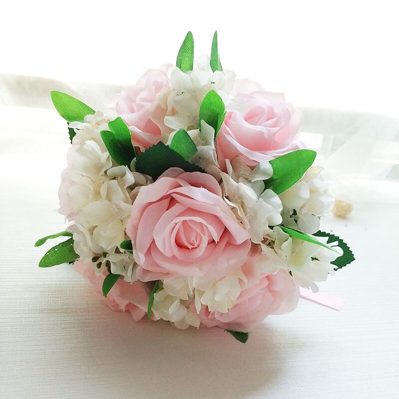 LKY Fr mariage Bouquet mariée Bouquet fleurs mariage soie Roses hortensia rose bleu Bouquet demoiselles d'honneur décoration accessoires
