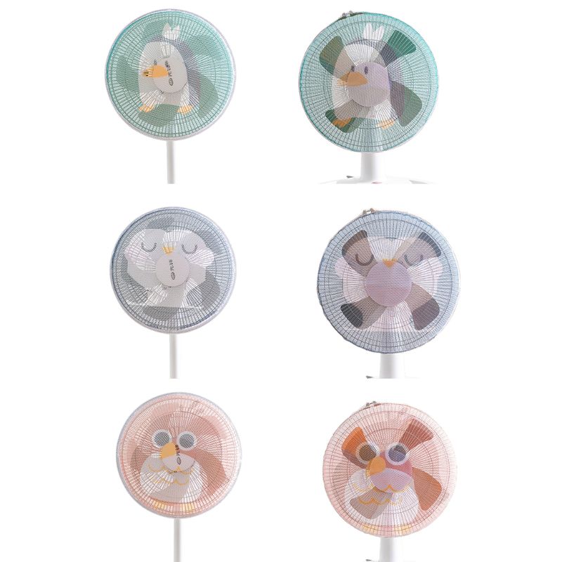 16/18 Inch Cartoon Electric Fan Cover for Baby Kids Finger Protector Safety Mesh Guard Dustproof Home Office