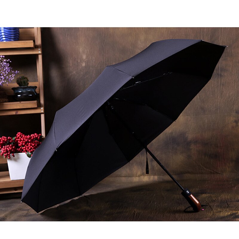 Men Three-folding Umbrella 10 Ribs classic english style automatic strong wind resistant umbrella rain business parasol