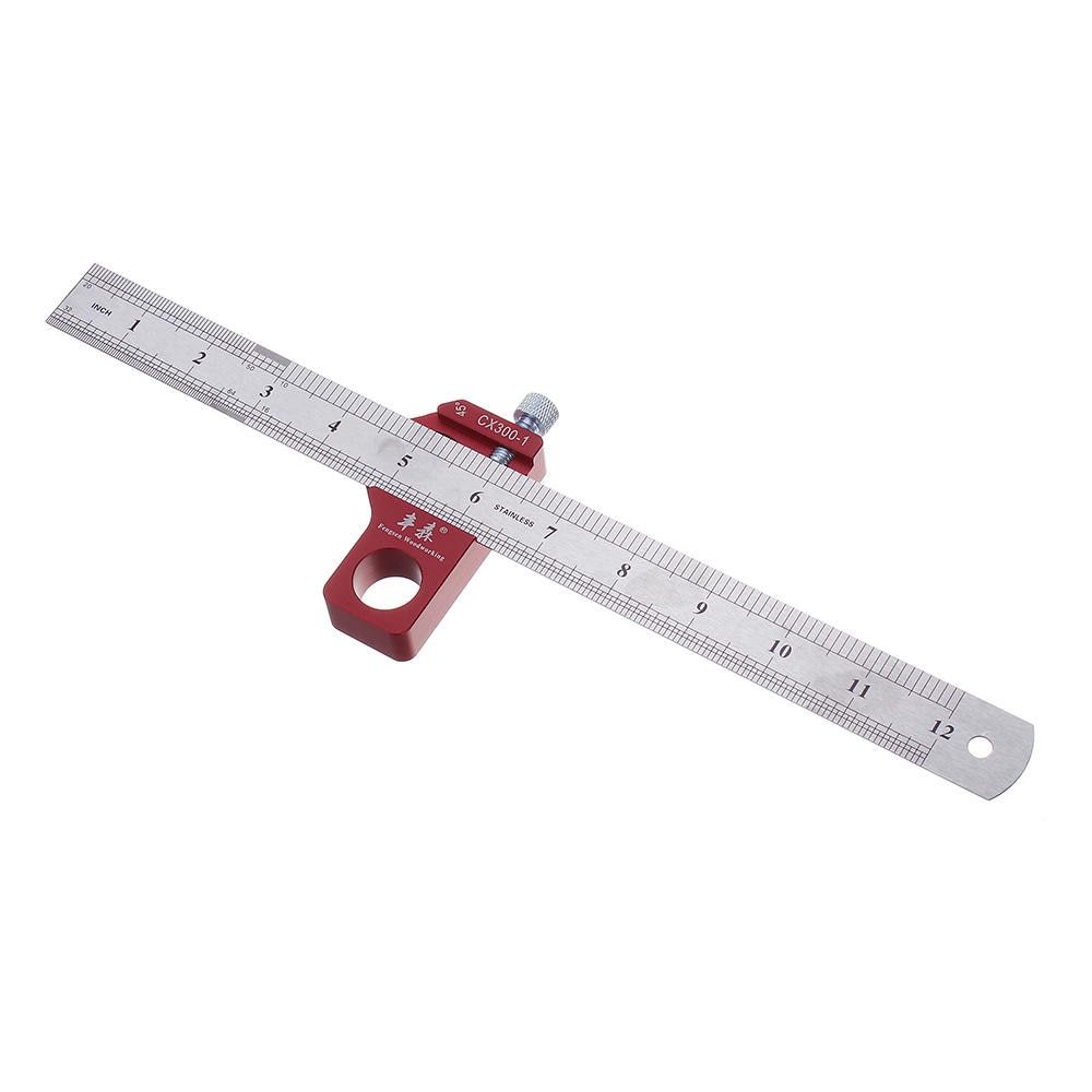 Adjustable 30cm Stainless Steel 45/90 Degree Line Scriber Marking Ruler Angle Ruler Inch and Metric Magnetic Positioning Ruler