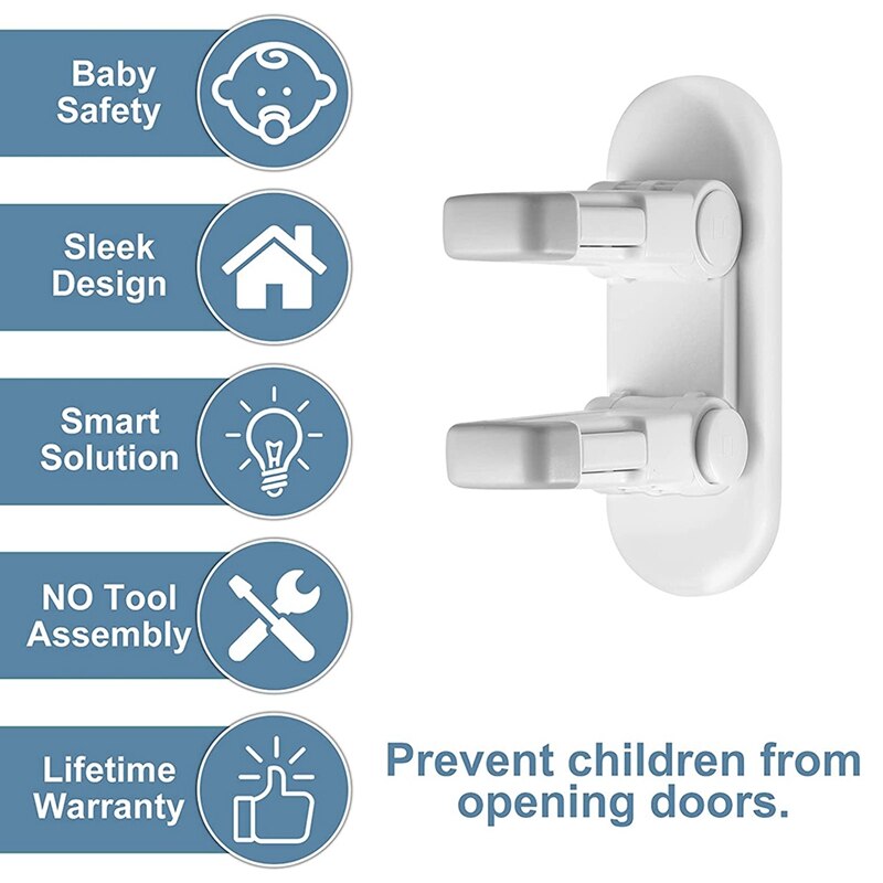 Child Safety Door Lever Locks,4 PCS Childproof Door Handle Locks,Unique With Double Lock