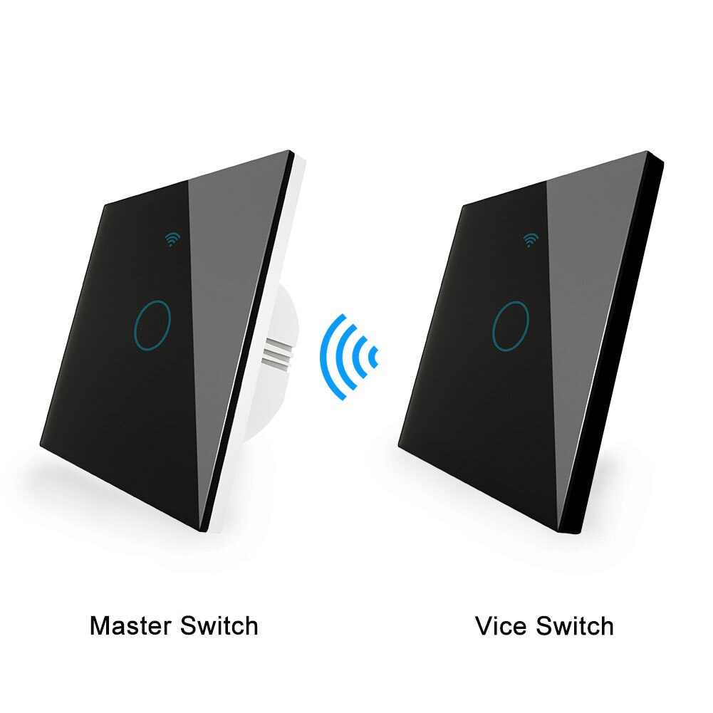 WiFi RF433 Transmitter Wall Panel Smart Glass Panel Touch Switch 1/2/3 Gang Remote Control Switch Works with Alexa, Google Home: Kit 1