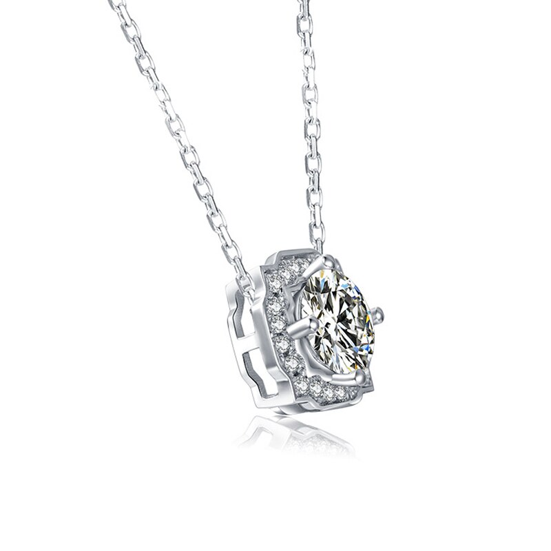 OEVAS Funkelnden D Farbe Real 1 Karat Moissanite Braut Anhänger Halskette 100% 925 Sterling Silber Hochzeit Edlen Schmuck