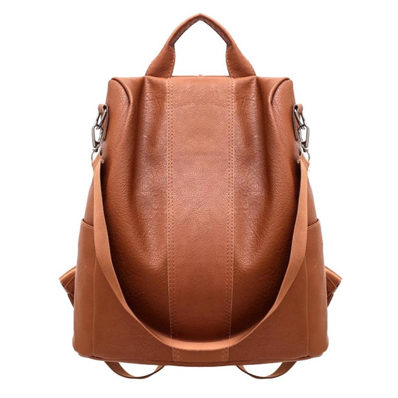 Neue Rucksack PU Leder lässig Rucksack Jahrgang Schulter Schul Anti-diebstahl Reise Tornister Freizeit Täglich Einkaufen: kaffee