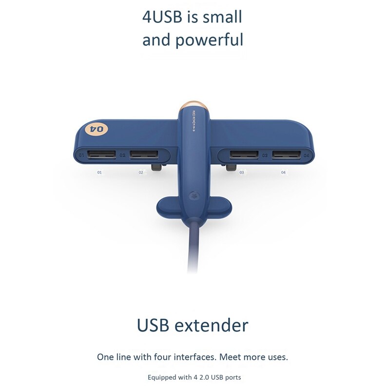 Hub avión tipo expansor 1 con 4 2,0 USB divisor para teléfonos, iPad, disco U, ratón, teclado, ventilador USB, Etc.
