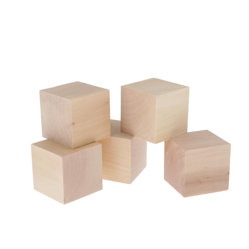 Cubos de madera sin terminar, 6cm, bloques de madera para Baby Shower, ayuda para enseñanza de matemáticas, bricolaje