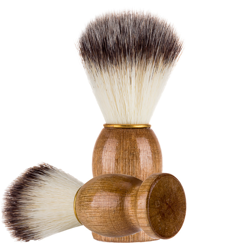 Naturlig grevlinghår barberkost for menn barbersalong menn ansiktsskjeggrengjøringsapparat barberverktøy barberhøvelbørste med trehåndtak