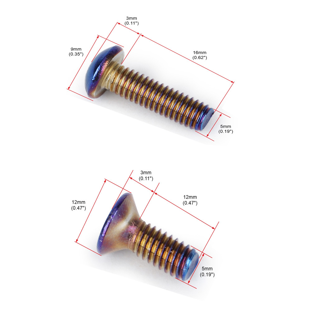 6 pz Volante Vite Bulloni Titanio Conico M5 × 0.8 Lunghezza 19mm Rotondo/15mm Testa Piatta Misura Lotto di Volante volante volante