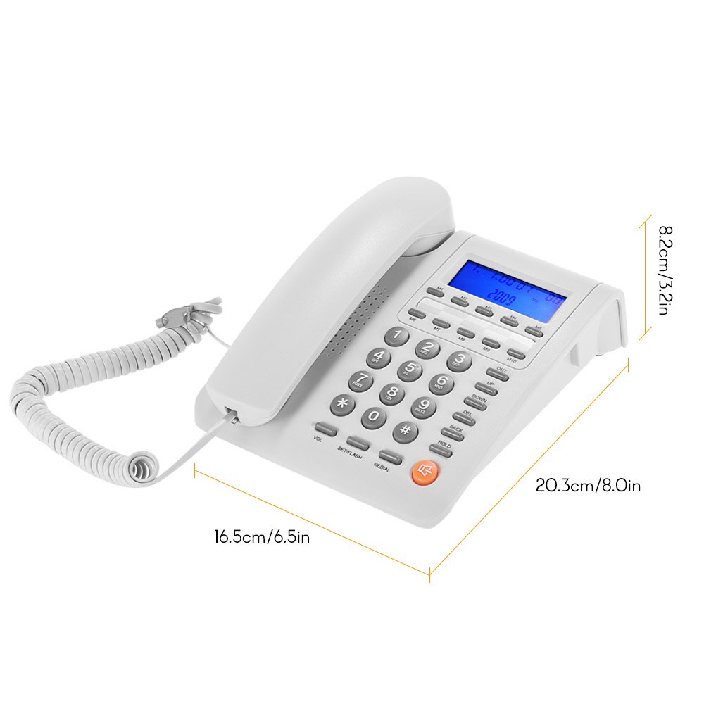 Desktop Corded Telephone Fixed Phone LCD Display for House Home Call Center Office Company Hotel