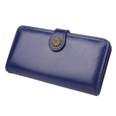 Women Oil Wax Leather Wallet Female Purses Big Capacity Zipper Purse Ladies Long Wristlet Clutch Coin Card Holder Wallet: 2