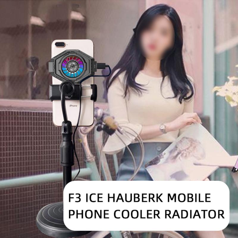 F3 Ice Armor Black Cooling Cooling Cooling Live Game For Peace Shark Fan Back Clip Mobile Phone Semiconductor Radiator