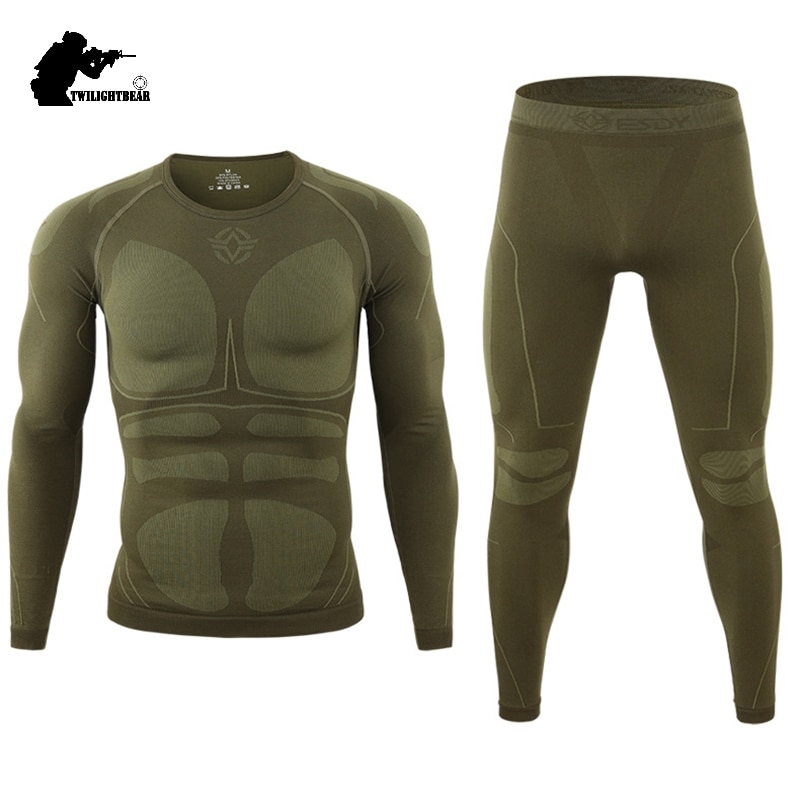 Winter Men's Sport Thermal Underwear Suit Fleece Warm Breathable Outdoor Underwear Set Men Elastic Quick Drying Long Johns BF200