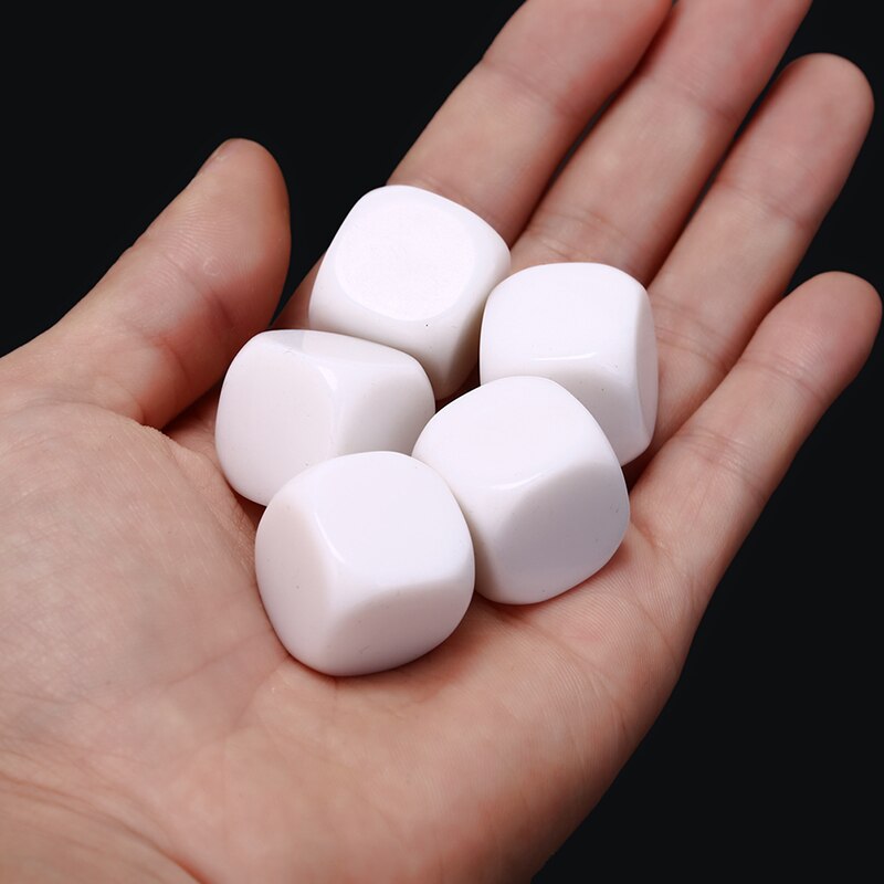 5 Stks/partij 20Mm Blanco Dobbelstenen Wit Afgeronde Hoek D6 Kan Schrijven Witte Lege Dobbelstenen Creatieve Kinderen Teching Diy Dobbelstenen set