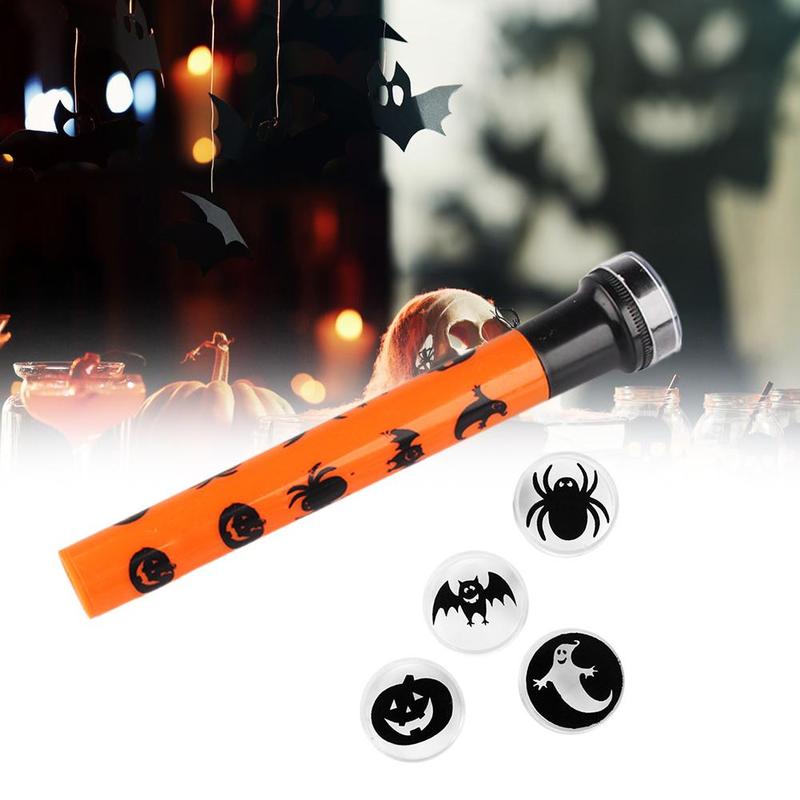 Kids Cartoon Projector Zaklamp Pompoen Led Lichtgevende Pompoen Lamp Speelgoed Met 5 Verschillende Lenzen Halloween Party Speelgoed