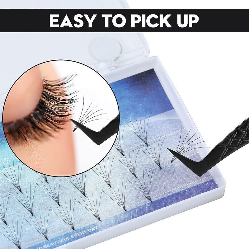 Pinzas para pestañas postizas con punta de fibra precisa para extensión de pestañas, pestañas de visón de Mega volumen, herramientas de maquillaje para artistas con aislamiento de botas para fanáticos
