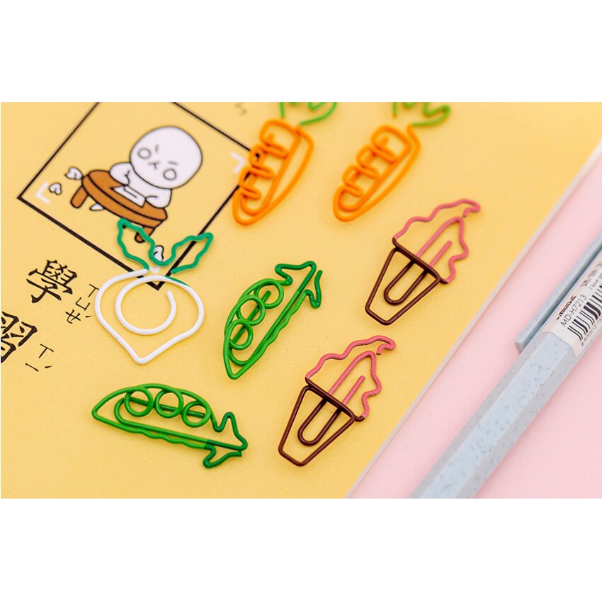 Paquete de 5 unidades de pinzas de papel con dibujos de frutas, artículos de papelería para estudiantes, escuela y oficina