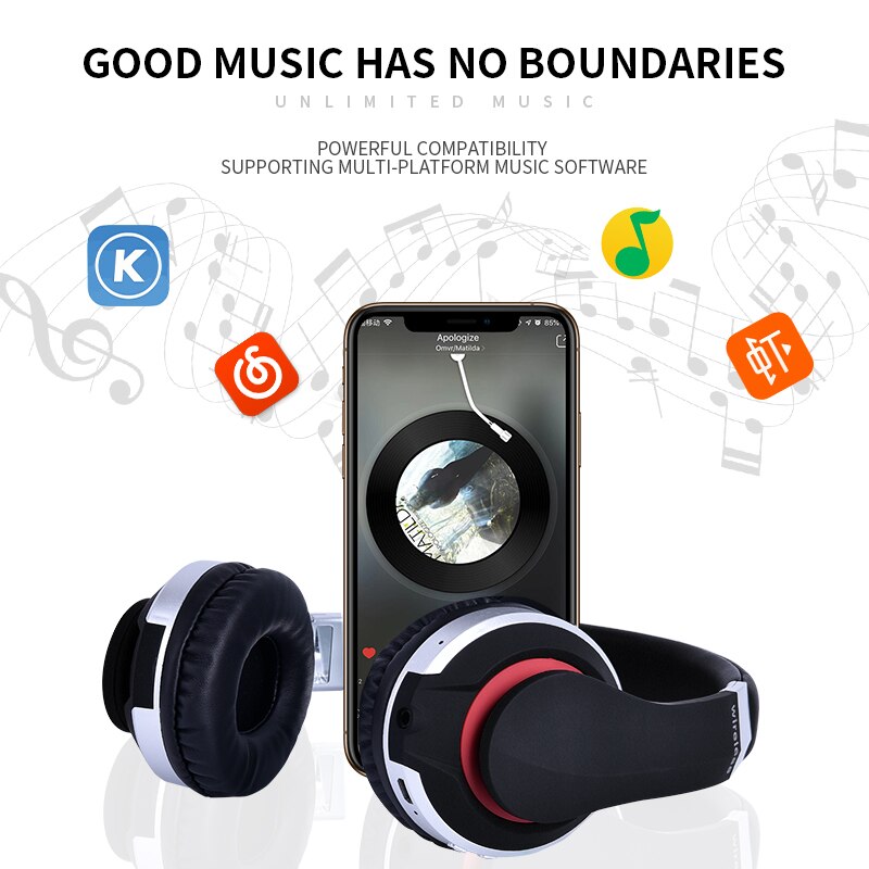 Draadloze Hoofdtelefoon Bluetooth Headset Opvouwbare Stereo Gaming Koptelefoon Met Microfoon Ondersteuning Tf-kaart Voor IPad Mobiele Telefoon