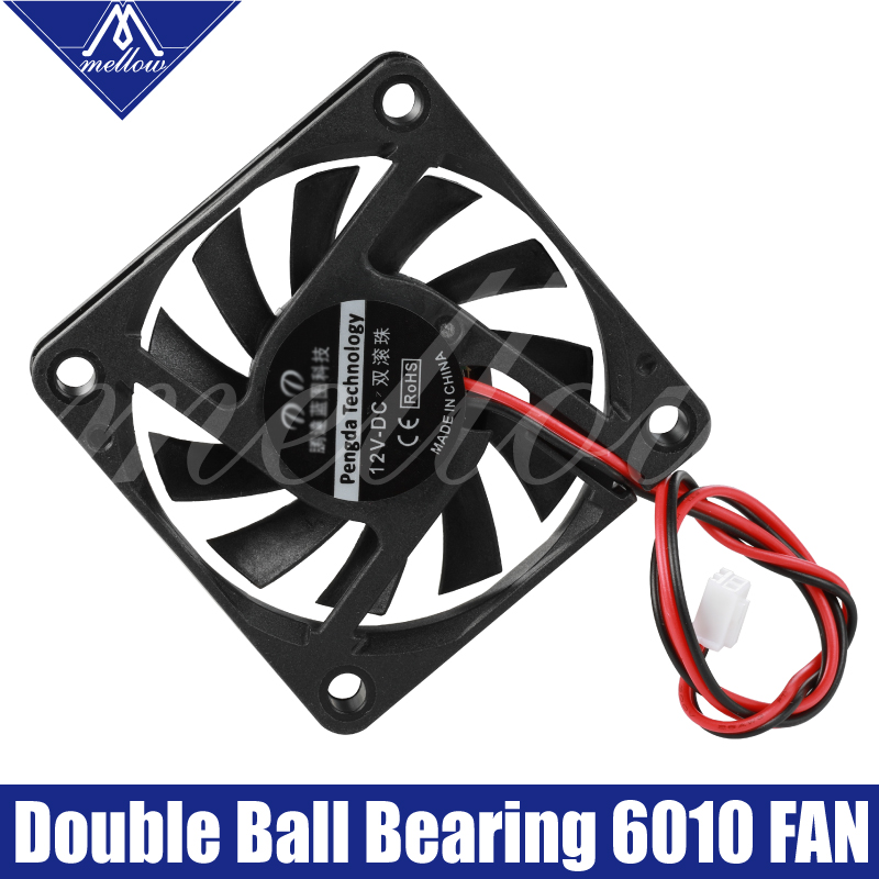 1szt 12V/24V 6010 Wentylator DC Drukarka 3D Małe chłodzenie Podwójny niedźwiedź kulkowy 60x60x10mm Chłodzenie Wytłaczarka Hotend Specjalny mały wentylator 2 przewody