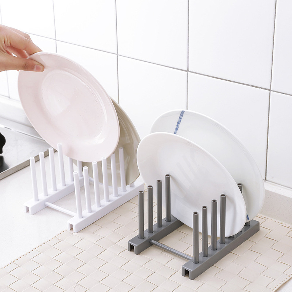 Plastic Plate Stand Rack Kitchen Plate Holder Storage Shelf Pot Lid Rack Plate Display Pan Cover Stand Kitchen Organizer