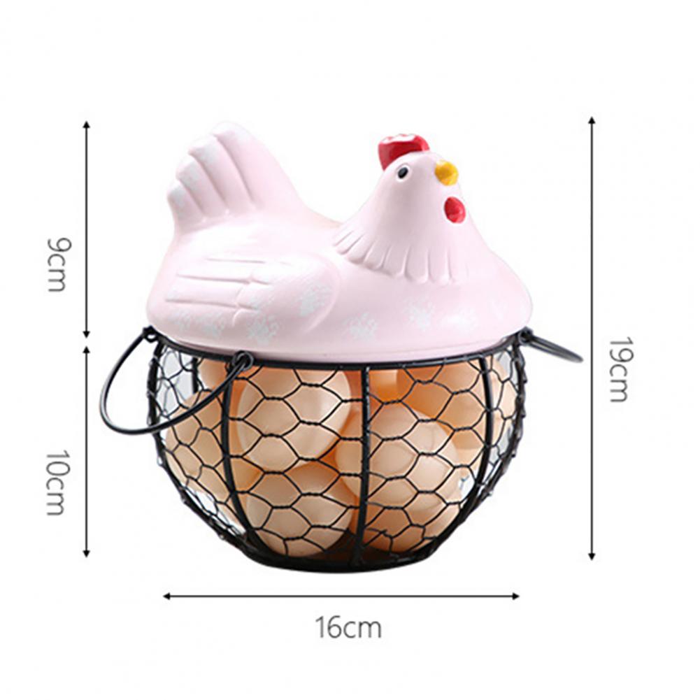 Ceramic Iron Egg Storage Basket Snack Fruit Basket Collection Ceramic Hen Ornaments Decor Kitchen Accessories