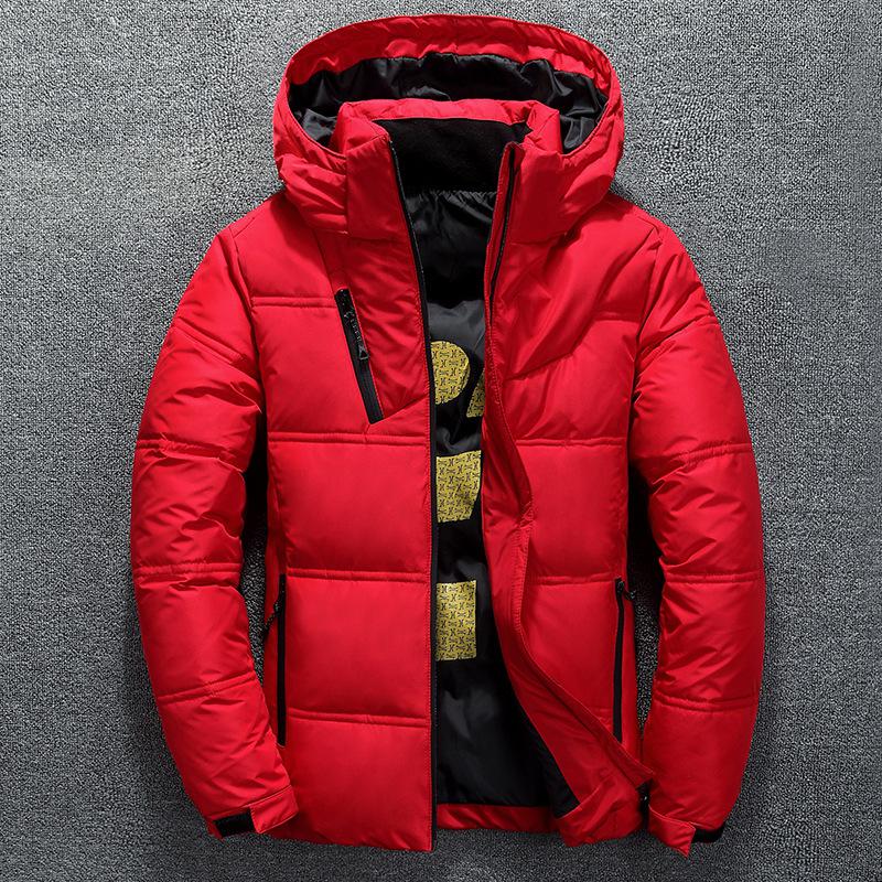 Winter Jacket Mens Thermal Thick Coat Snow Red Black Parka Male Warm Outwear - White Duck Down Jacket Men: Red / 4XL