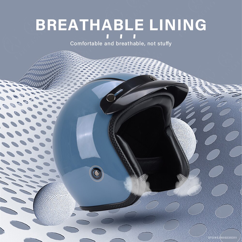 Motorcycle Helmet Retro Half Helmet Summer Four Seasons Men and Women Scooter Biker Motorbike Riding Helmet DOT Certification