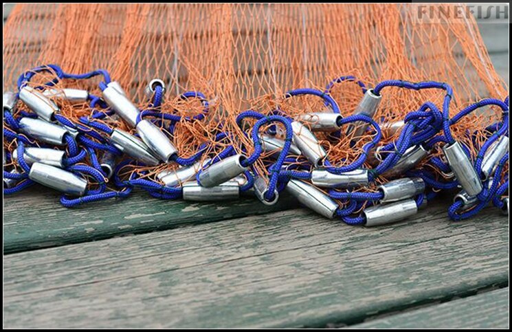 Finefish usa stil støbt net med ring brun stærk fangst fisk netværk udendørs sport hånd kaste fiskenet lille mesh gælenet