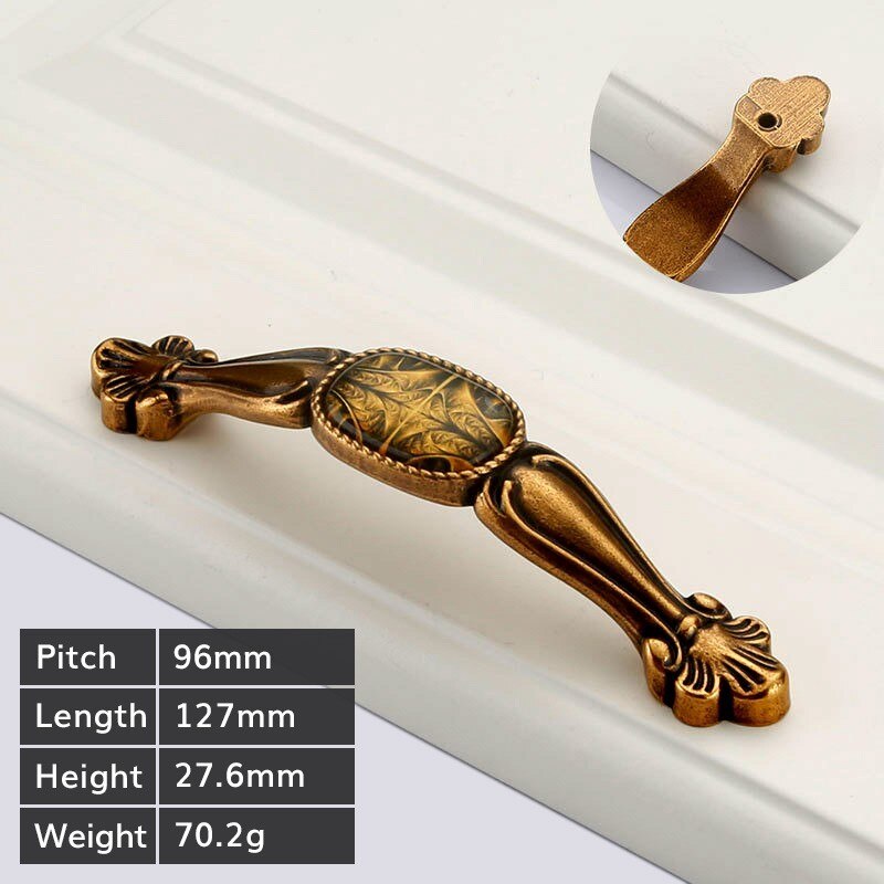 Vintage Tür Griffe Retro Bronze Küche Kabinett Knöpfe und Griffe Möbel Schrank Schrank Griff Schrank Schublade Knöpfe Zieht: Yellow-L-96mm