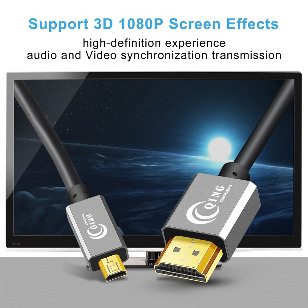 Micro hdmi til hdmi kabel 2.0 3d 4k højhastigheds fjeder micro hdmi kabel han-han adapter til gopro hd tv hero 7 kamera micro hdmi