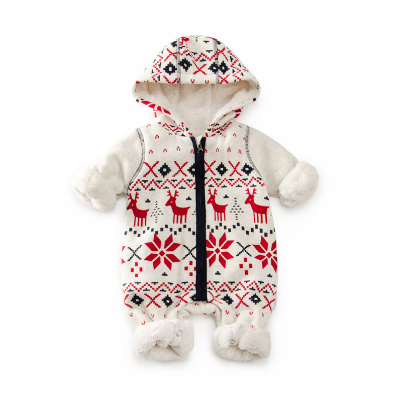 Christmas Warm Baby Snowsuit Reindeer Baby Boy Clothes Winter Girl Clothes Feece Cotton Winter Snow Wear Warm Coat