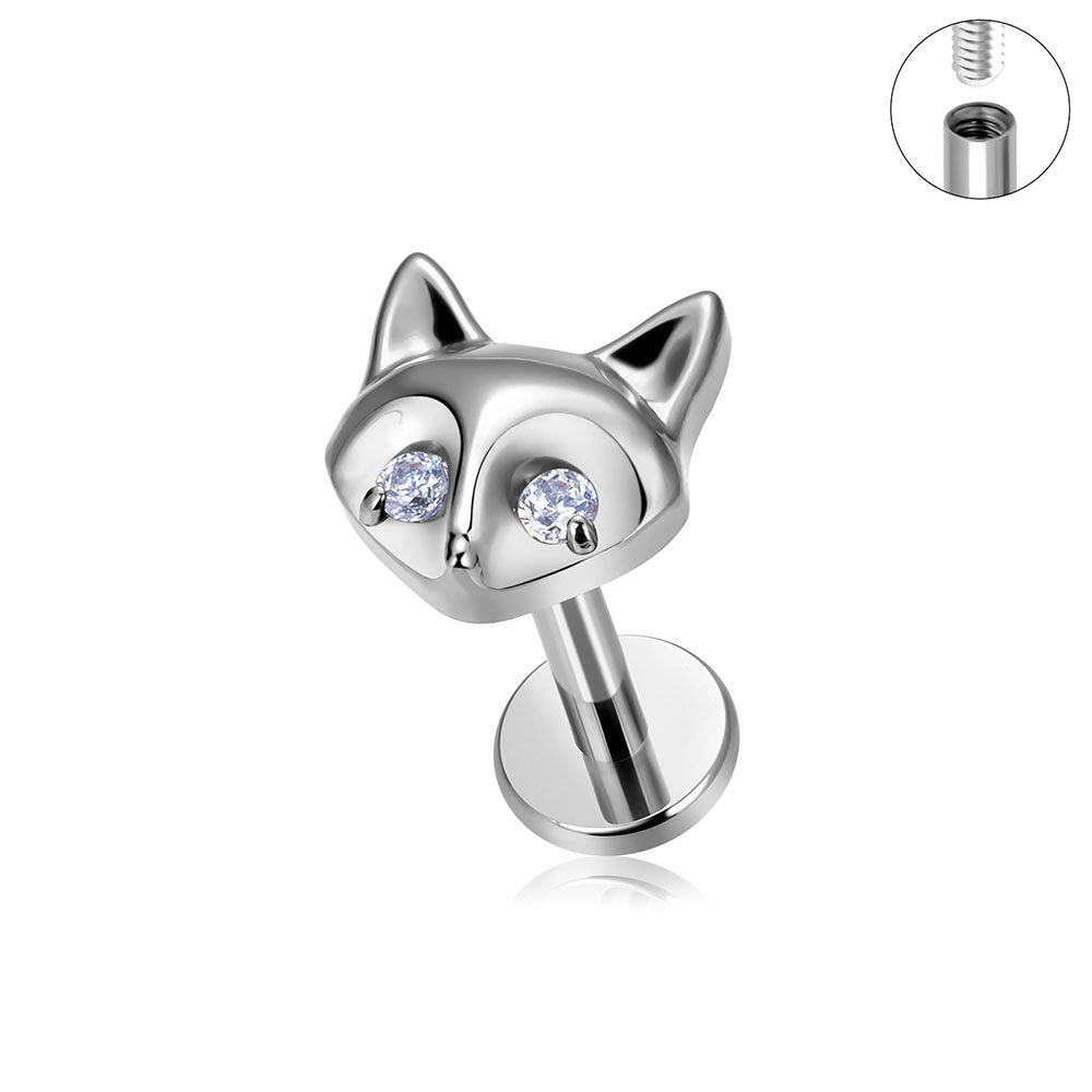 Reines Titan G23 Ohr Wirbel Nagel tränenreich kleine Fuchs Persönlichkeit Hochglänzender Ohrschirm Perforierter Schmuck Ohrnagel Earbone Nagel