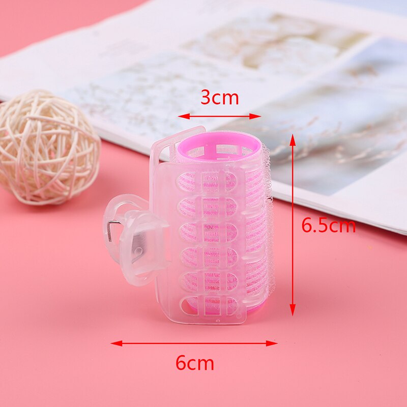 Rizador de pelo Rosa DIY de 3 piezas, herramienta de estilismo para 6*6,5*3cm, rizador de pelo de plástico con autoagarre
