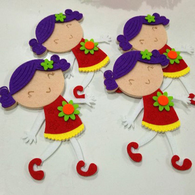 Vestido Rojo para niña, fieltro no tejido hecho a mano, para proyectos DIY, decoración del hogar, guardería, 2 uds.