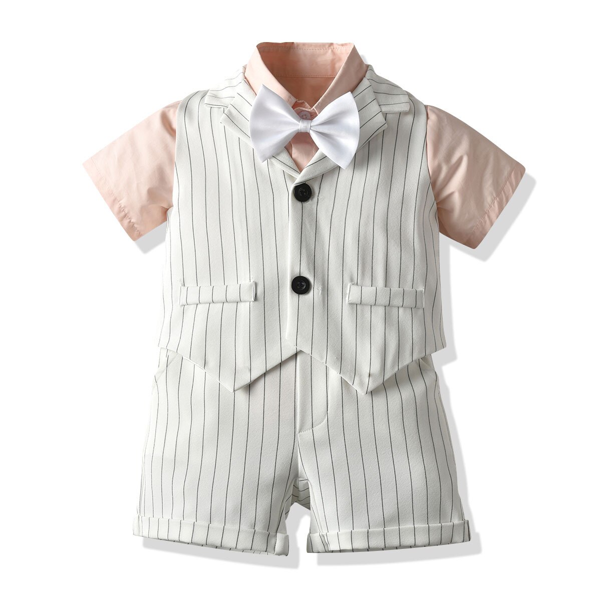 Oyolan Kinder Smoking Anzug - 3-teilig Mit Hemd, Weste & Shorts Für Jungen