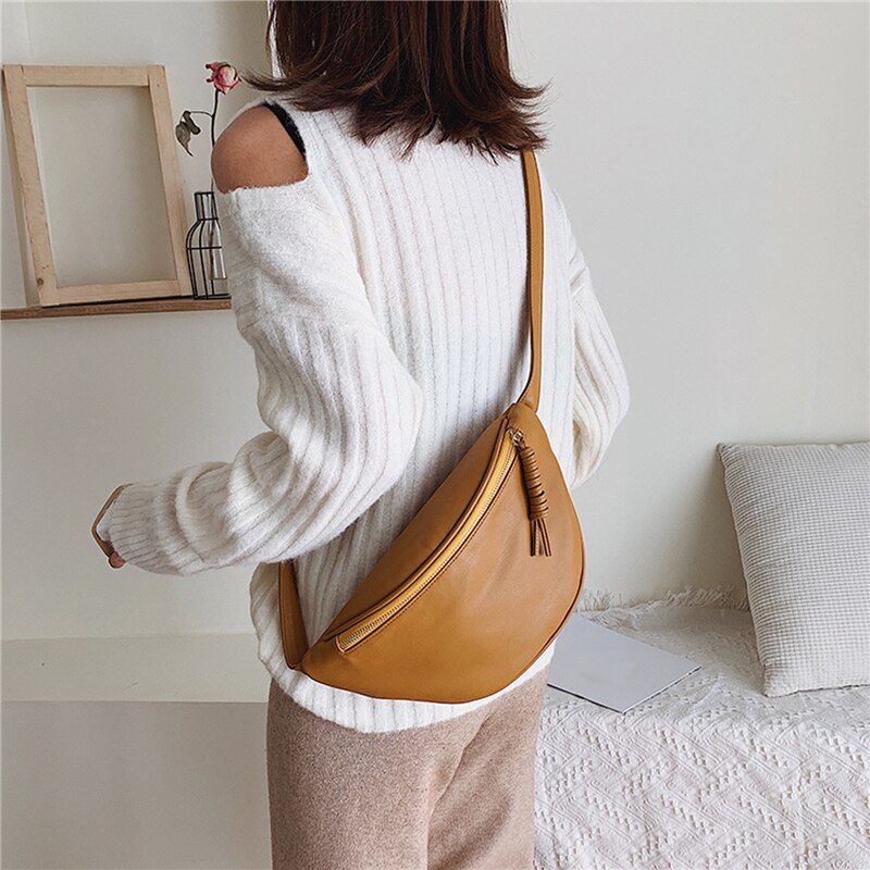 Women Waist Bag Fanny Pack Large Capacity Crossbody Chest Bags Banana Pack PU Leather Ladies Belt Bag Waist Pack