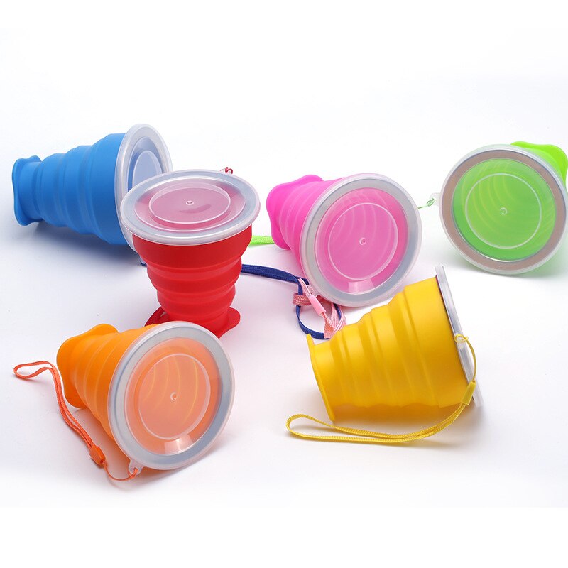 Telescopic Portable Silicone Folding Cup With Lid Anti-Fouling Outdoor Cup Coffee Cup Children Travel Drinking Water