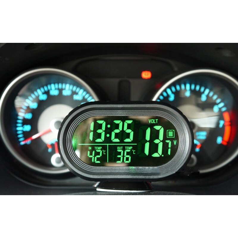 Multifunctionele Auto Thermometer 3 In 1 Auto Digitale Auto Thermometer Auto Klok Led Elektronische Klok