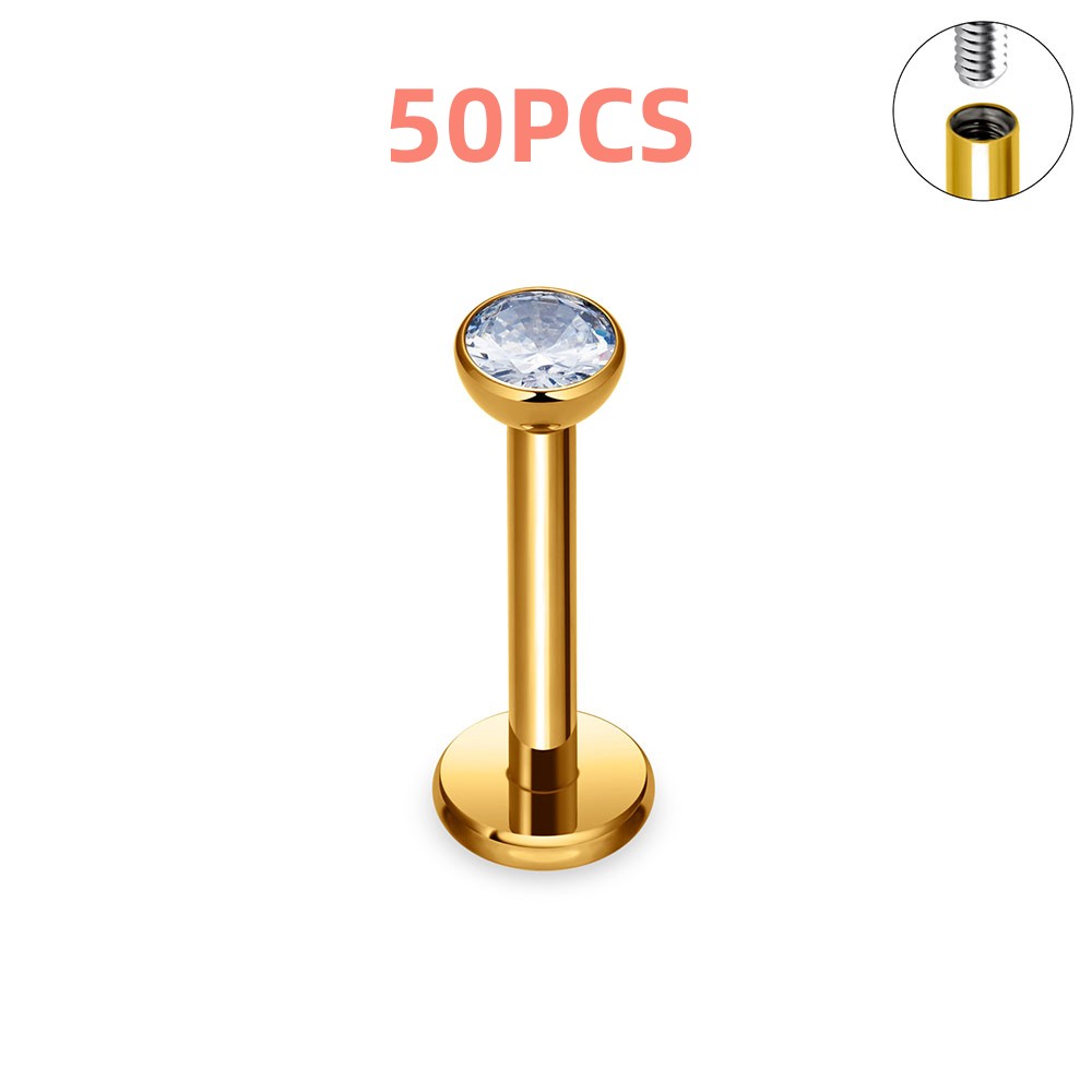 10/50 Uds G23 hilo interno de titanio en forma de taza cartílago de oreja uñas joyería perforada Simple y de uñas de oreja labio: Plata / PLATEADO