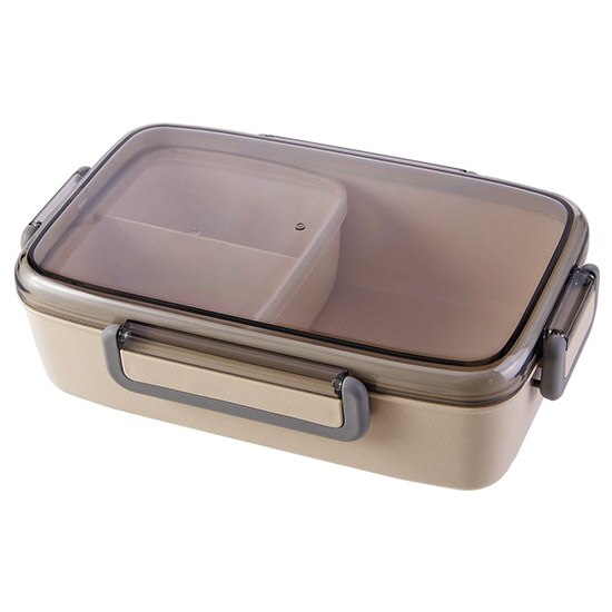 Portable Healthy Material Lunch Box Independent Lattice For Kids Bento Box Microwave Dinnerware Food Storage Container Foodbox: Beige
